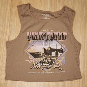 Pink Floyd Womens Tan Cropped Ribbed Band Tank XL